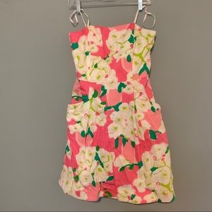 Lilly Pulitzer strapless pink floral dress